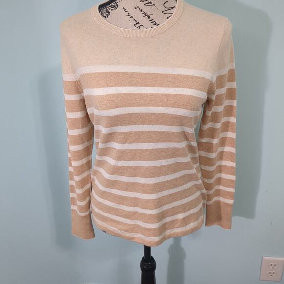J. McLaughlin Womens Port Sweater Heather Oatmeal Striped small - Picture 1 of 6